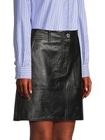 Dry Leather A-Line Miniskirt