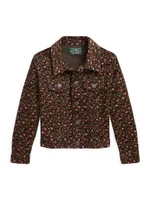 Little Girl's & Floral Corduroy Trucker Jacket