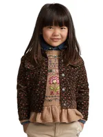 Little Girl's & Floral Corduroy Trucker Jacket