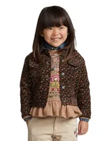 Little Girl's & Floral Corduroy Trucker Jacket