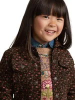 Little Girl's & Floral Corduroy Trucker Jacket