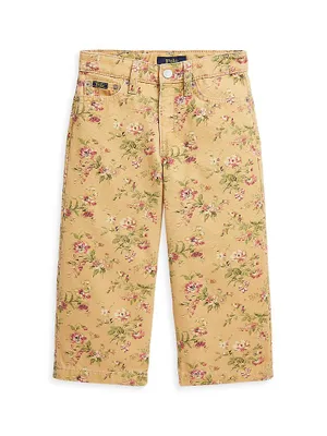 Little Girl's & Floral Cropped Pants