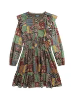 Little Girl's & Patchwork-Print Chiffon Dress