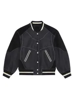 Oversized Varsity Jacket With Leather Details