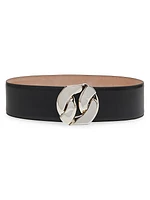 Chain-Link Buckle Leather Belt