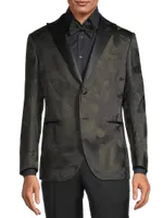 Floral Silk Two-Button Dinner Jacket