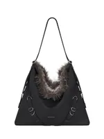 Large Crossbody Voyou Bag In Nylon And Faux Fur