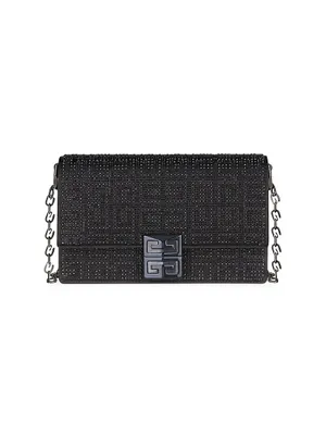 Small 4G  Crossbody Bag In Satin With 4G Studs, Strass And Chain