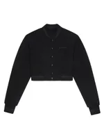 Cropped Varsity Jacket Wool with Rhinestones