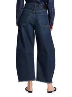 Horseshoe Wide-Leg Frayed Jeans