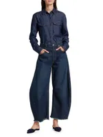 Horseshoe Wide-Leg Frayed Jeans