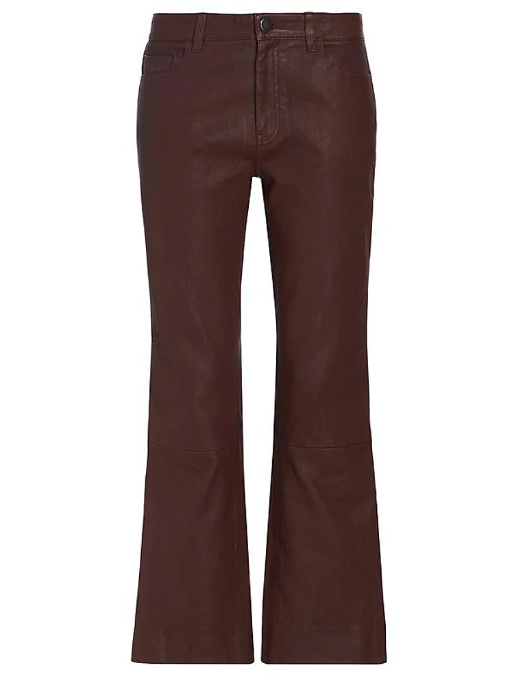 Leather Cropped Flared Pants