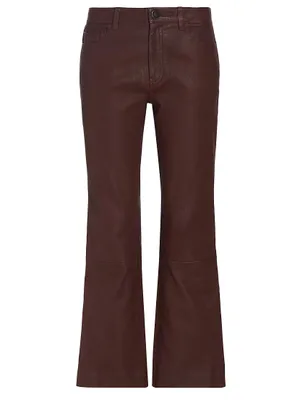 Leather Cropped Flared Pants