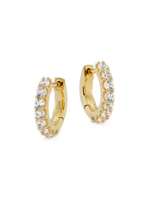 Tennis 18K-Gold-Plated & Cubic Zirconia Huggie Hoop Earrings
