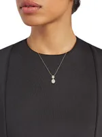 Modern Love 18K-Gold-Plated & Cubic Zirconia Halo Pendant Necklace