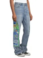 Cowboy Embroidered Five-Pocket Jeans