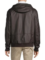 Leather Hooded Bomber Jacket