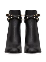 Rockstud Grainy Calfskin Ankle Boots