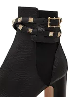 Rockstud Grainy Calfskin Ankle Boots