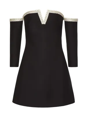 Bead-Embroidered Off-The-Shoulder Minidress