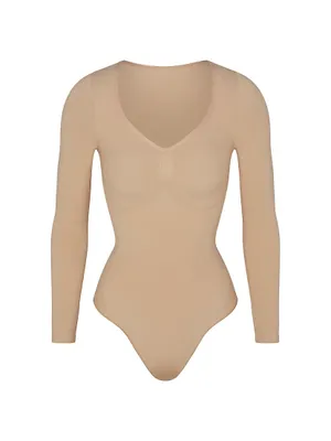 Seamless Sculpt Long-Sleeve Thong Bodysuit