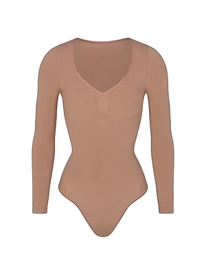 Seamless Sculpt Long-Sleeve Thong Bodysuit