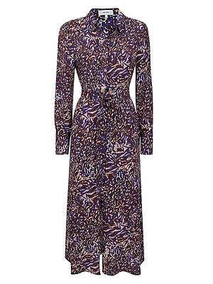 Tabitha Belted Animal-Print Twist-Front Shirtdress