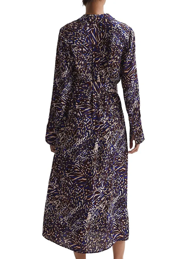 Tabitha Belted Animal-Print Twist-Front Shirtdress