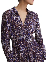 Tabitha Belted Animal-Print Twist-Front Shirtdress