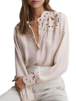 Celia Eyelet-Embroidered Button-Front Shirt