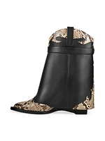 Shark Lock Cowboy Ankle Boots Leather And Python