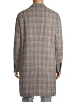 Maine Check Wool-Blend Double-Breasted Coat