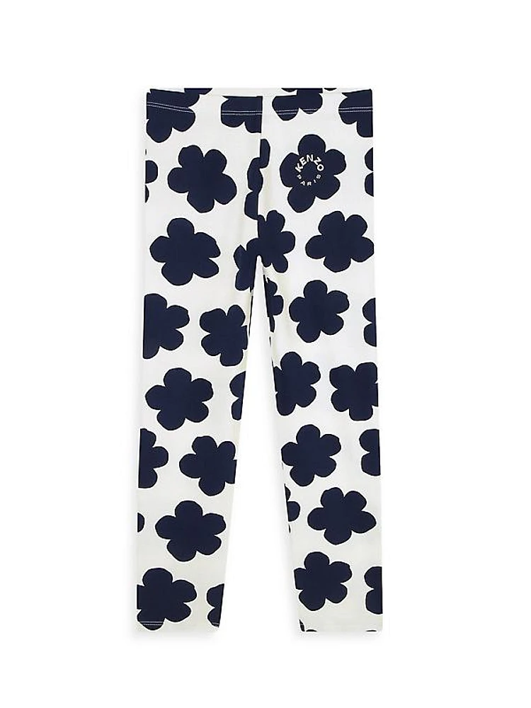 Little Girl's & Girl's Floral Jersey Leggings