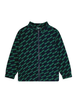 Little Boy's & Logo Print Zip-Up Track Jacket