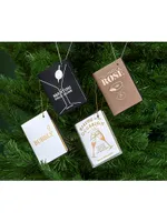 Holiday Cheer 4-Piece Leather Mini Book Ornaments Set