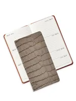 Embossed Crocodile Leather Pocket Journal