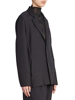 Pinstripe Single-Breasted Knit Blazer