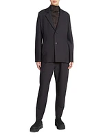 Pinstripe Single-Breasted Knit Blazer