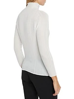 Wooly Pleats Long-Sleeve Blouse