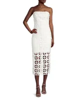 Kait Strapless Tiled Lace Midi-Dress