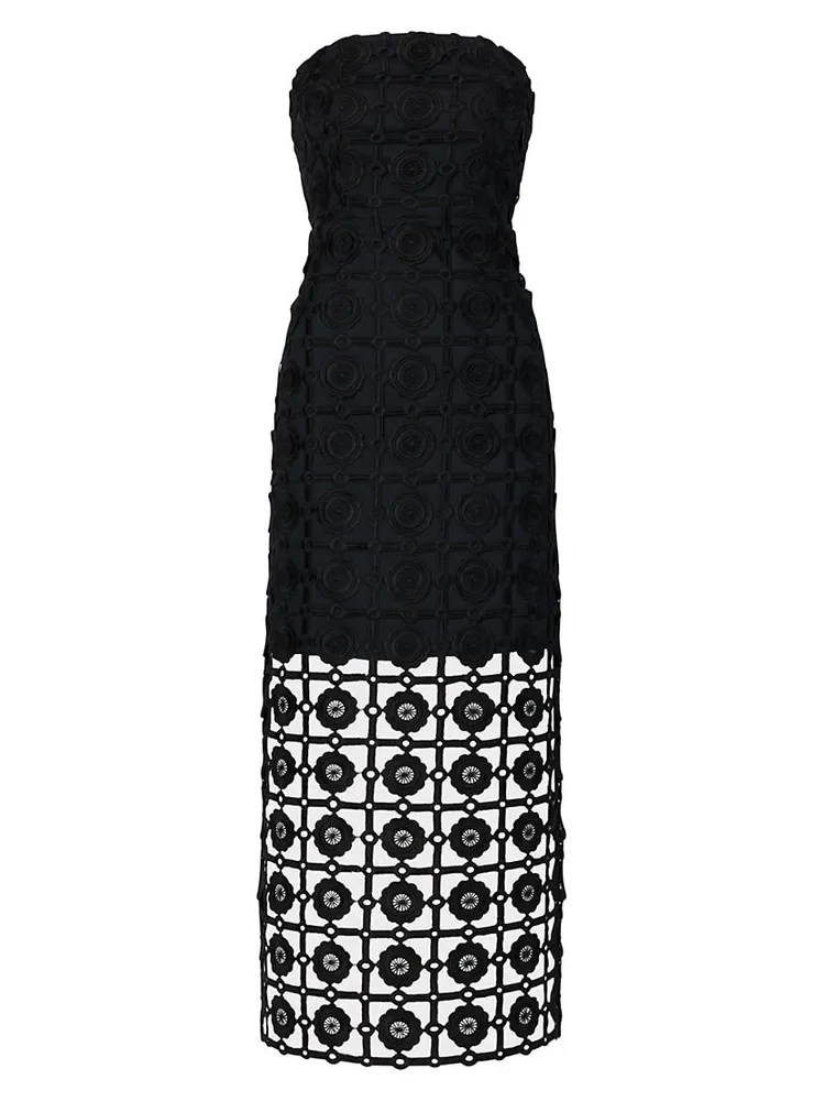 Kait Strapless Tiled Lace Midi-Dress