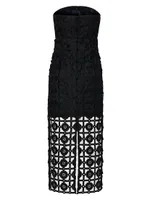 Kait Strapless Tiled Lace Midi-Dress