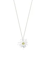 Daisy Necklace In Metal And Enamel With Crystals