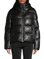 Faux-Leather Down Puffer Jacket