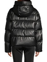 Faux-Leather Down Puffer Jacket