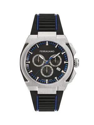 FERRAGAMO Edge Chronograph Stainless Steel & Polyurethane Strap Watch/43MM