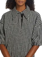 Alberta Houndstooth Jacquard Polo Blouse