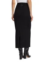 Prelude: Aama Tales Pinstriped Wool Midi-Skirt