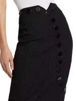 Prelude: Aama Tales Pinstriped Wool Midi-Skirt