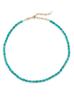 Pacifico 18K-Gold-Plated, Glass & Composite Turquoise Beaded Necklace